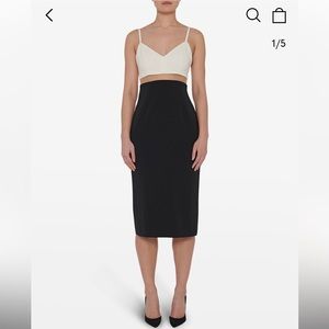 NWT Toccin NY Women's Black Hourglass Illusion Lace Detail Slip Dress Size 8